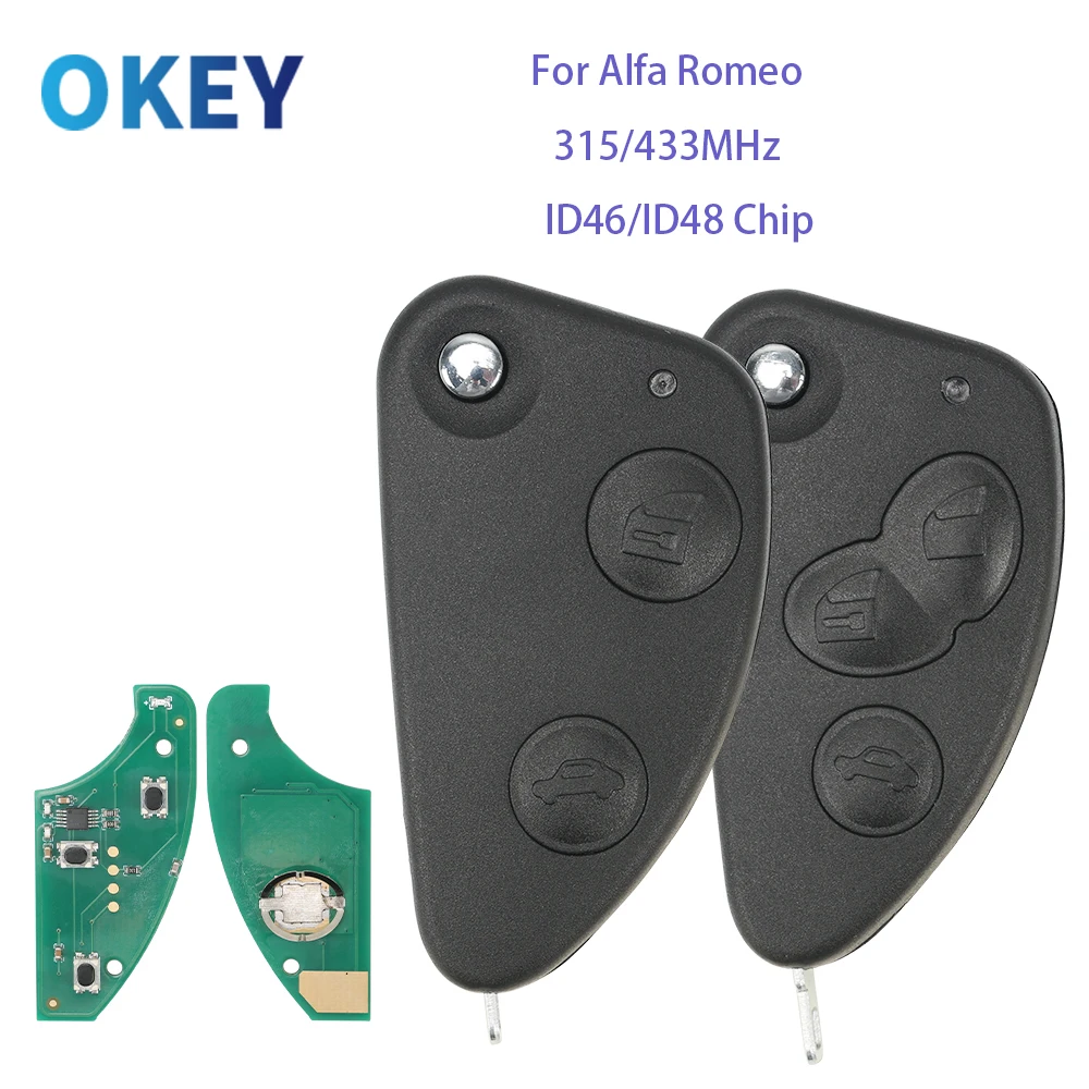 Okey Remote Flip Car Key For Alfa Romeo Remote Fob Uncut SIP22 Blade 315/433MHZ ID46 ID48 Chip FCCID 147 156 166 GT
Okey Remote Flip Car Key For Alfa Romeo Remote Fob Uncut SIP22 Blade 315/433MHZ ID46 ID48 Chip FCCID 147 156 166 GT