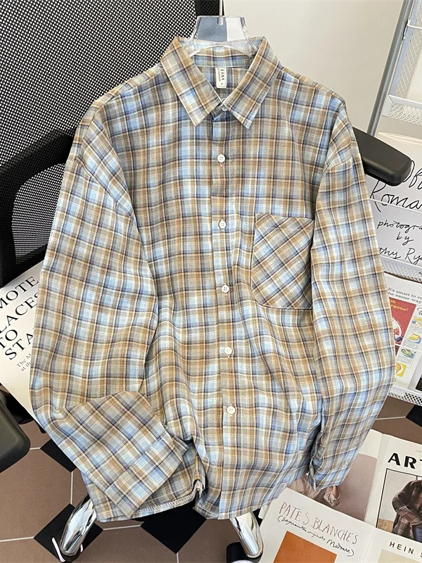 American Plaid Long Sve Men's irt Casual Loose Tie Dye Design Spring Autumn Faionable Top Busin Casual Sle
American Plaid Long Sve Men's irt Casual Loose Tie Dye Design Spring Autumn Faionable Top Busin Casual Sle