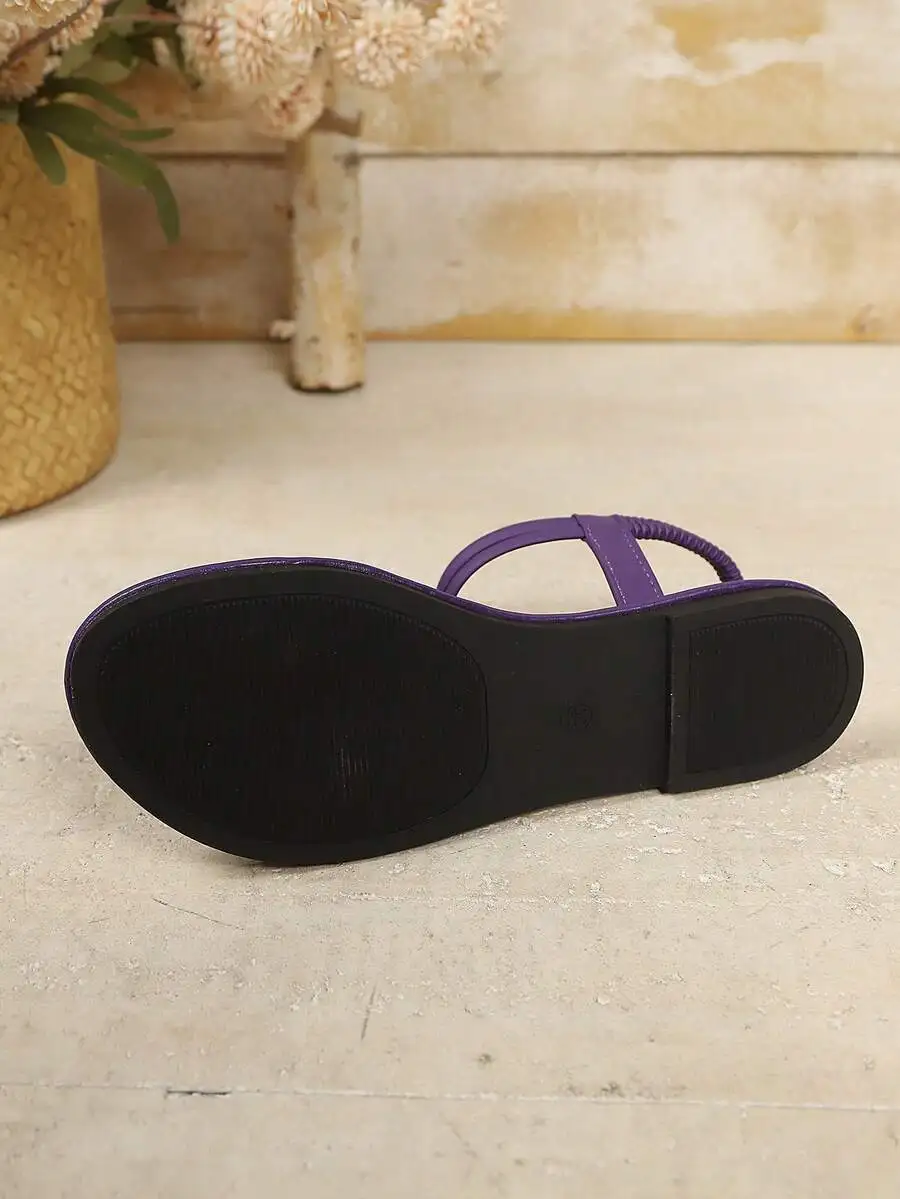 Purple Solid Color Casual Beach Sandals PU Leather Elastic Band Flat Sole For Party Vacation
Purple Solid Color Casual Beach Sandals PU Leather Elastic Band Flat Sole For Party Vacation