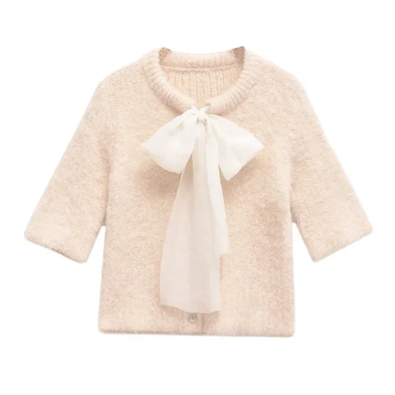 TRAF ZR Cropped Cardigan Y2k Vintage Top Short Sleeve Cardigans Beige Bow Knitwear O-neck Cardigan Women's Autumn Sweater
TRAF ZR Cropped Cardigan Y2k Vintage Top Short Sleeve Cardigans Beige Bow Knitwear O-neck Cardigan Women's Autumn Sweater