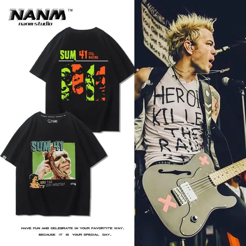 SUM41 Magic Number 41 Band T-Shirt Men's Women's Versatile Summer American Trend Punk Style Men's Popular Loose Short Sleeves
SUM41 Magic Number 41 Band T-Shirt Men's Women's Versatile Summer American Trend Punk Style Men's Popular Loose Short Sleeves