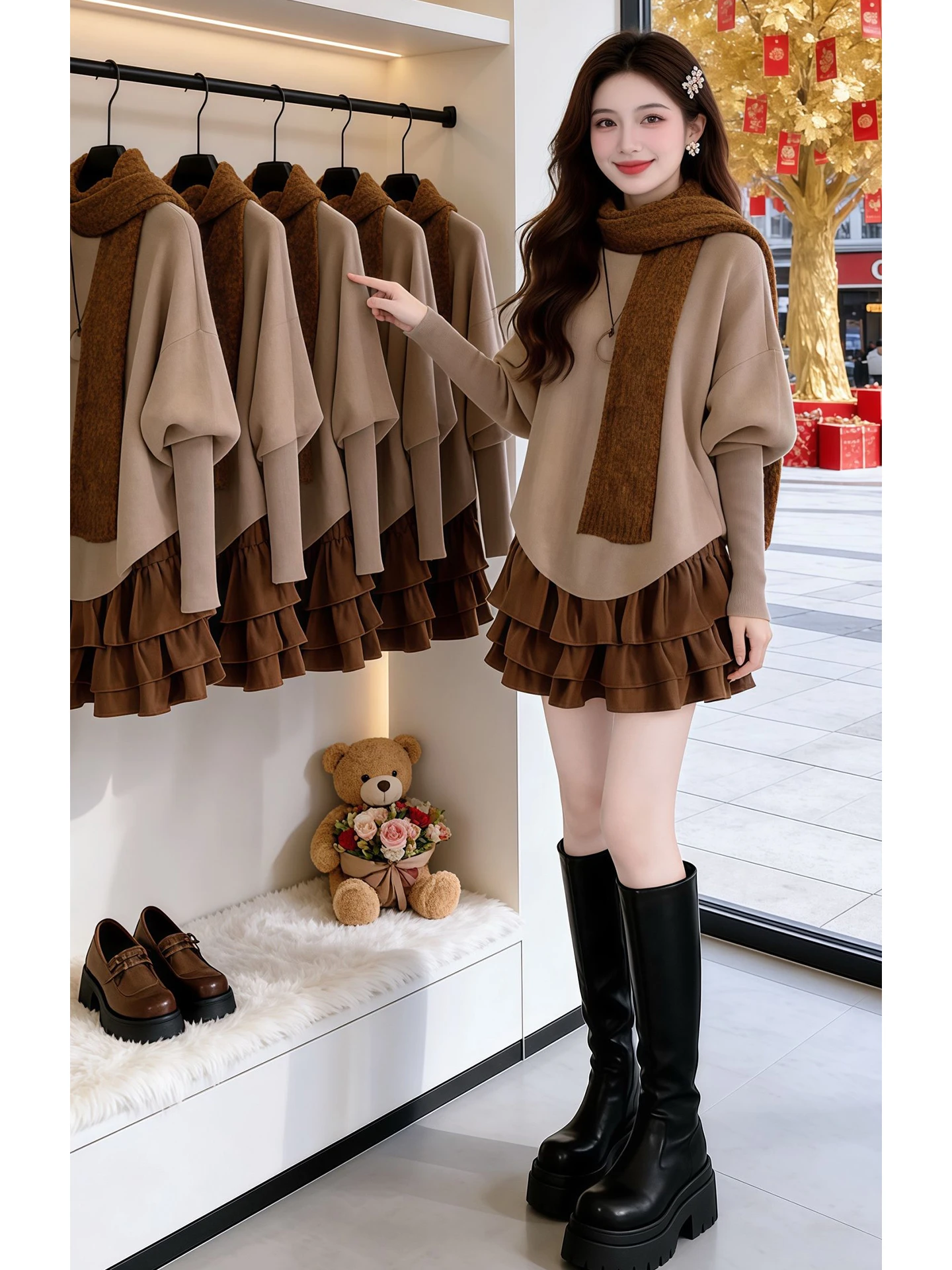 Корейский свитерный комплект для женщин: осенне-зимний новый суперпопулярный набор OOTD с юбкой А-силуэта с высокой талией и длинными рукавами
Корейский свитерный комплект для женщин: осенне-зимний новый суперпопулярный набор OOTD с юбкой А-силуэта с высокой талией и длинными рукавами