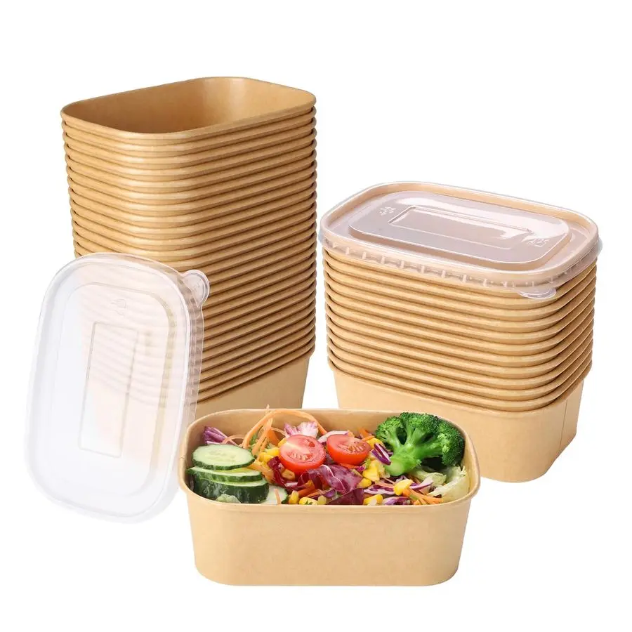Sets 25oz Disposable Kraft Paper Bowls with Lids, Rectangle Paper Food Containers with Lids, Salad Bowls for Hot Cold Food, Soup
Sets 25oz Disposable Kraft Paper Bowls with Lids, Rectangle Paper Food Containers with Lids, Salad Bowls for Hot Cold Food, Soup