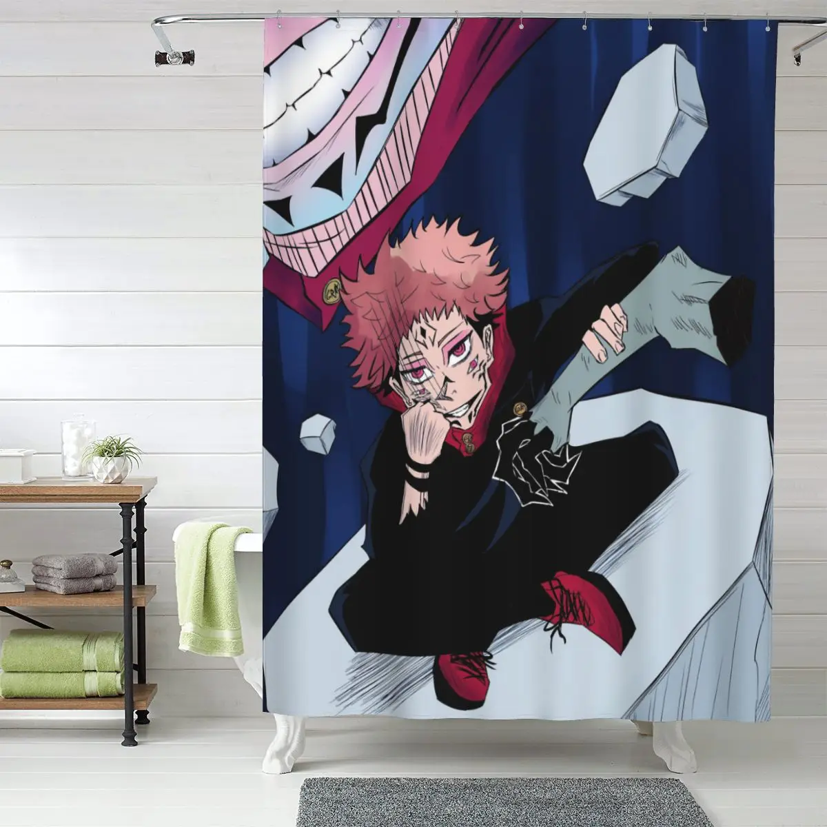 Водонепроницаемая занавеска для душа из полиэстера с крючками, аниме-дизайн «Мегуми Бесто Френдо» по мотивам «Дзюдзюцу Кайсен» (Сукуна)
Водонепроницаемая занавеска для душа из полиэстера с крючками, аниме-дизайн «Мегуми Бесто Френдо» по мотивам «Дзюдзюцу Кайсен» (Сукуна)