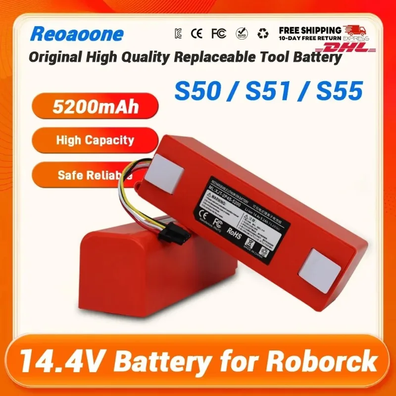14.4V 5200mAh Li-ion For Xiaomi Roborock S51/S50/S55/S6 Replacement Battery+Fast Shipping 
14.4V 5200mAh Li-ion For Xiaomi Roborock S51/S50/S55/S6 Replacement Battery+Fast Shipping