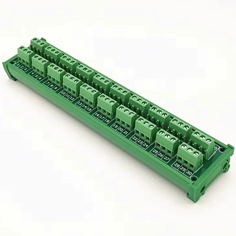 DIN Rail Mount 15A/300V 10x3Position Screw Terminal Block Distribution Module Connector Breakout Board.
DIN Rail Mount 15A/300V 10x3Position Screw Terminal Block Distribution Module Connector Breakout Board.