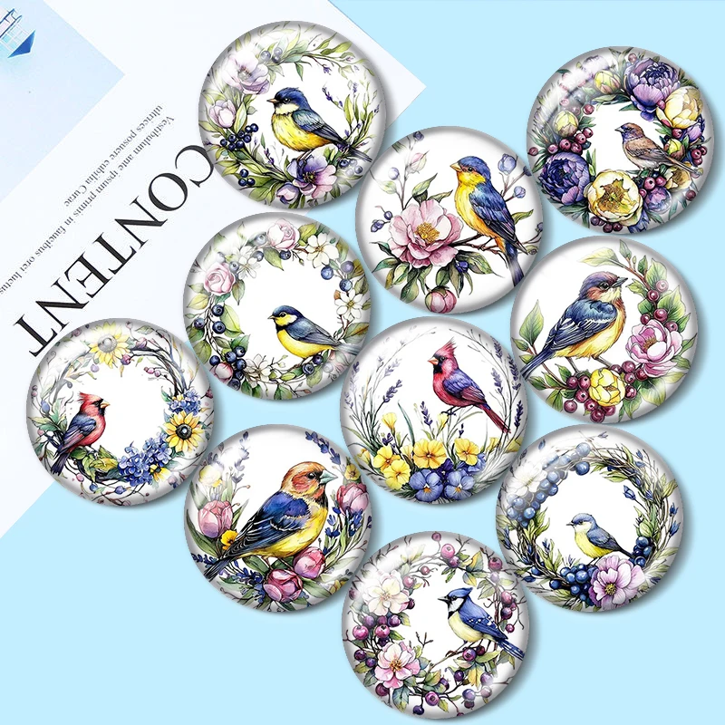 Watercolor Bird Wreath 10pcs 12mm/18mm/20mm/25mm Round photo glass cabochon demo flat back Making findings
Watercolor Bird Wreath 10pcs 12mm/18mm/20mm/25mm Round photo glass cabochon demo flat back Making findings