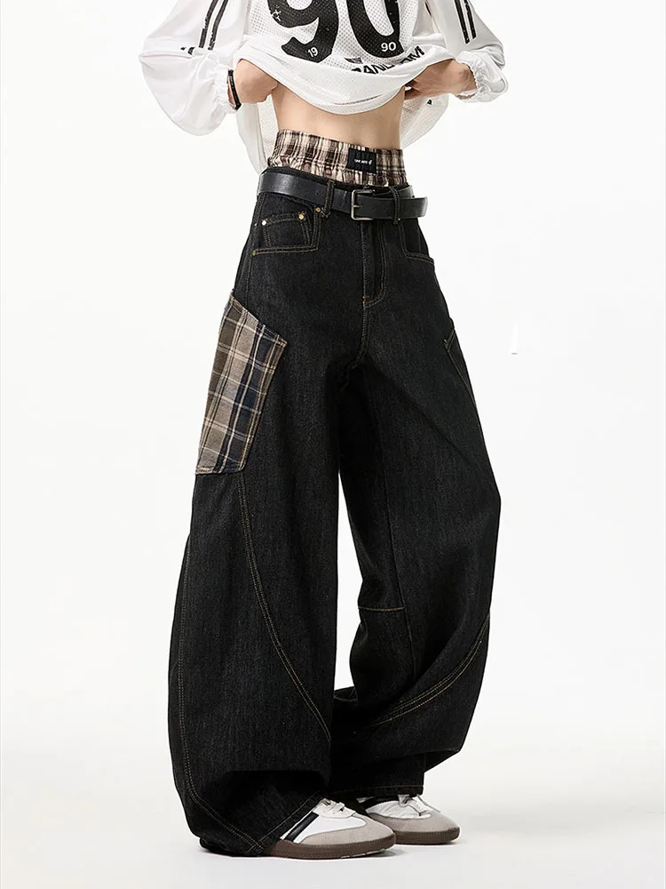 Americanstyle fashion checkered splicing curved knife jeans women spring niche design sense straight leg wide leg pants
Americanstyle fashion checkered splicing curved knife jeans women spring niche design sense straight leg wide leg pants