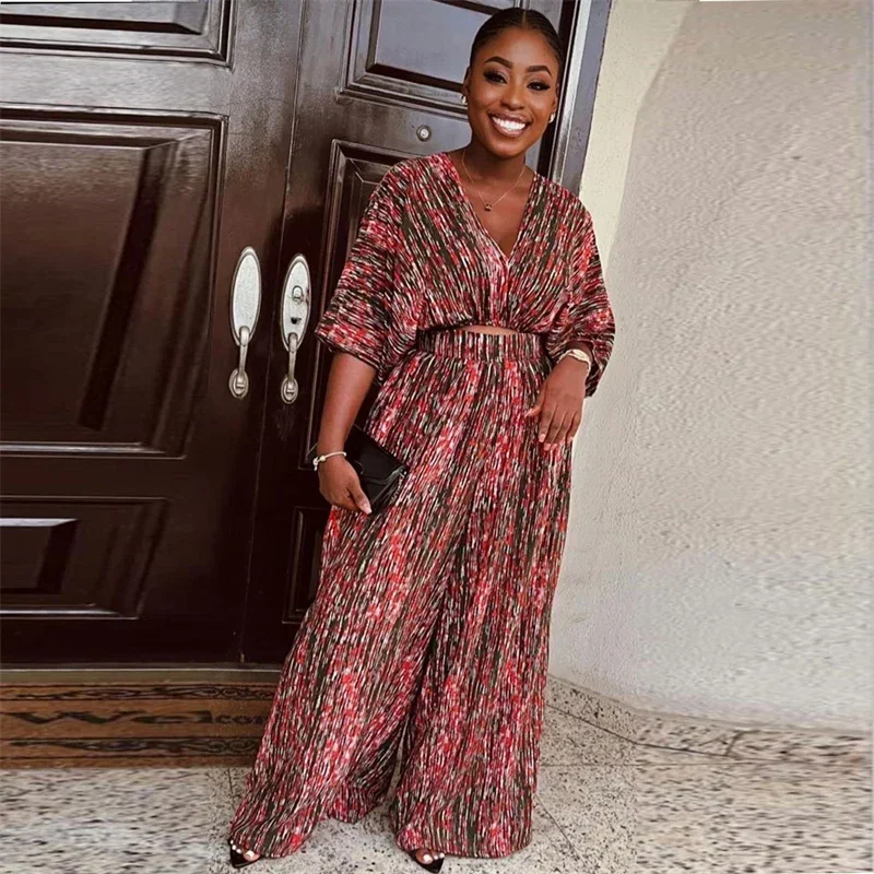 Vintage Print Wide Leg Pants Women 2 Pieces Set Club Batwing Sleeve V-neck Crop Top and High Waist Straight Pants Matching Sets
Vintage Print Wide Leg Pants Women 2 Pieces Set Club Batwing Sleeve V-neck Crop Top and High Waist Straight Pants Matching Sets