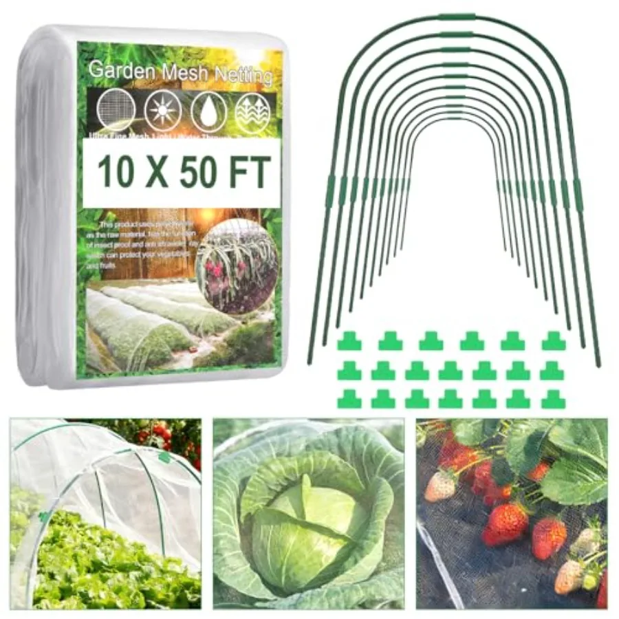 Garden Netting Kit 10 X 50FT Garden Netting Pest Barrier with 10 Sets Garden Hoops and 20pcs Clips Insect Netting Row Cover for
Garden Netting Kit 10 X 50FT Garden Netting Pest Barrier with 10 Sets Garden Hoops and 20pcs Clips Insect Netting Row Cover for