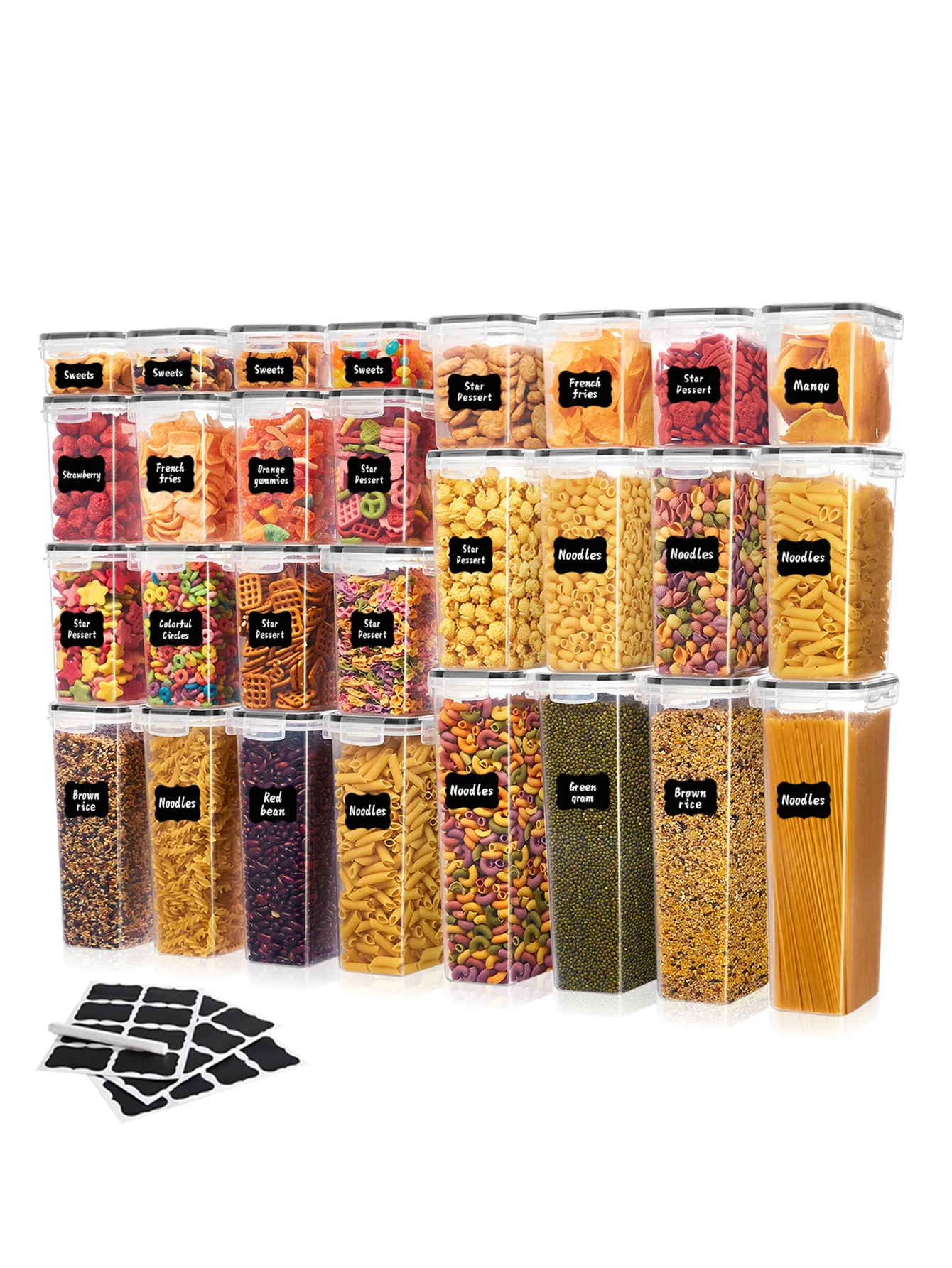 42pcs,Airtight storage bins, multi-purpose leak-proof and reusable food storage jars, portable and stackable food airtight bins
42pcs,Airtight storage bins, multi-purpose leak-proof and reusable food storage jars, portable and stackable food airtight bins