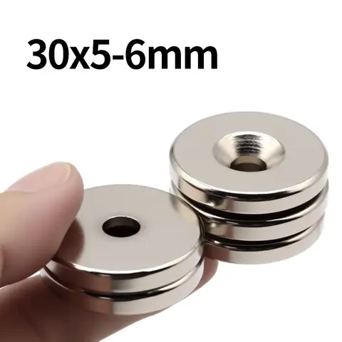 30x5-6mm aimant néodyme Super fort N35 NdfeB imanes magnétiques permanents ronds avec trous aimants puissants réfrigérateur