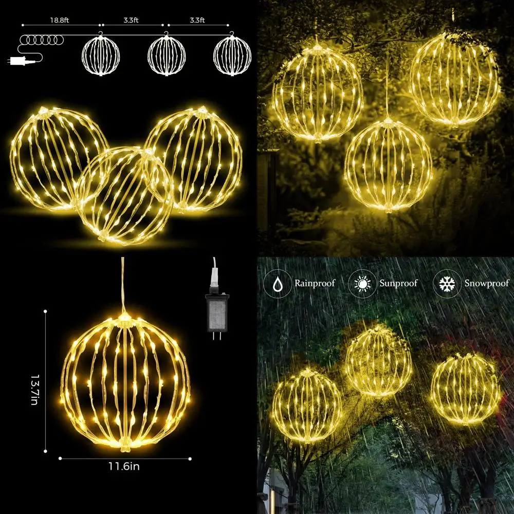 Outdoor LED Light Balls Set of 3, Hanging Tree Globe Lights with Foldable Metal Frame, Ideal for Garden, Yard, Christmas Decorat
Outdoor LED Light Balls Set of 3, Hanging Tree Globe Lights with Foldable Metal Frame, Ideal for Garden, Yard, Christmas Decorat