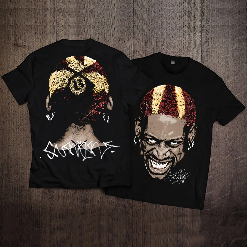 2025 Summer High street Hip-hop Dennis Rodman American Basketball Star Rock American Retro Printed Motorcycle short-sleeved
2025 Summer High street Hip-hop Dennis Rodman American Basketball Star Rock American Retro Printed Motorcycle short-sleeved