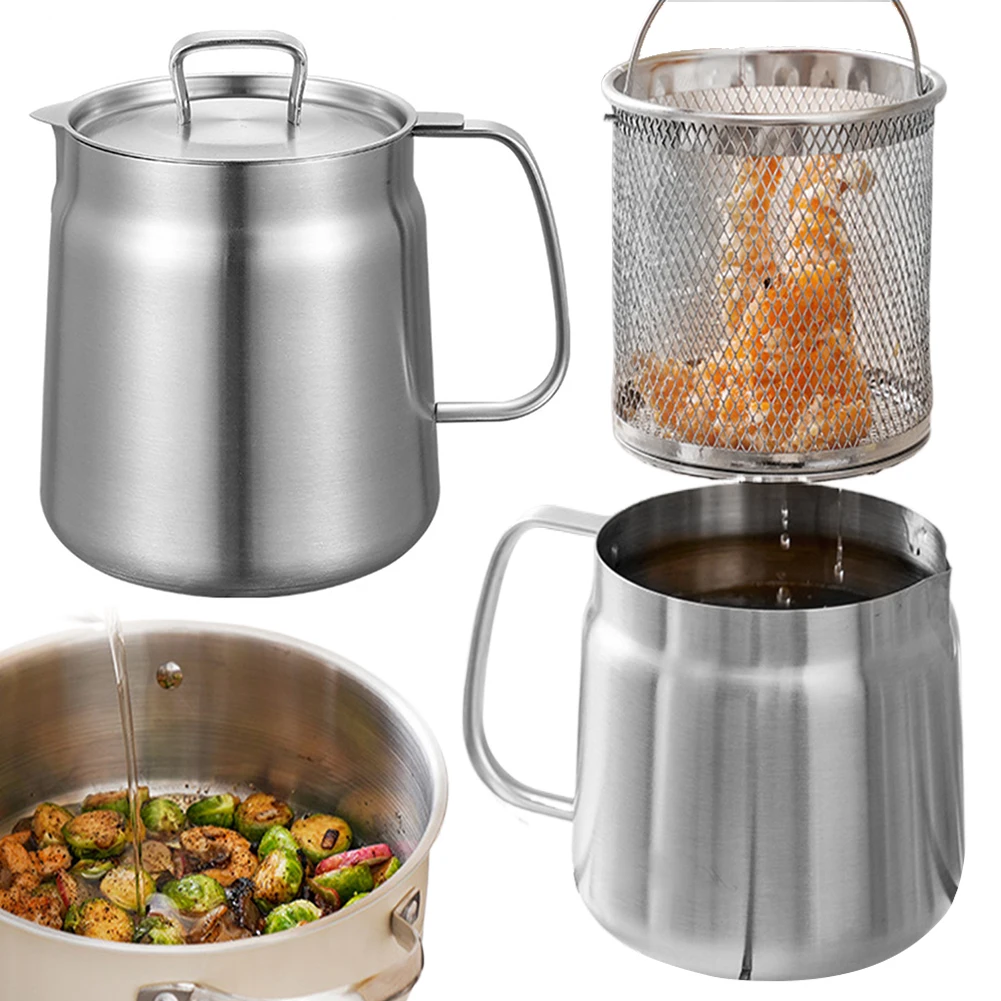 1.5/2L Kitchen Fryer with Filter Leak-proof Stainless Steel Versatile Oil Filter Vessel Multi-function Frying Tank Kitchen Tools
1.5/2L Kitchen Fryer with Filter Leak-proof Stainless Steel Versatile Oil Filter Vessel Multi-function Frying Tank Kitchen Tools
