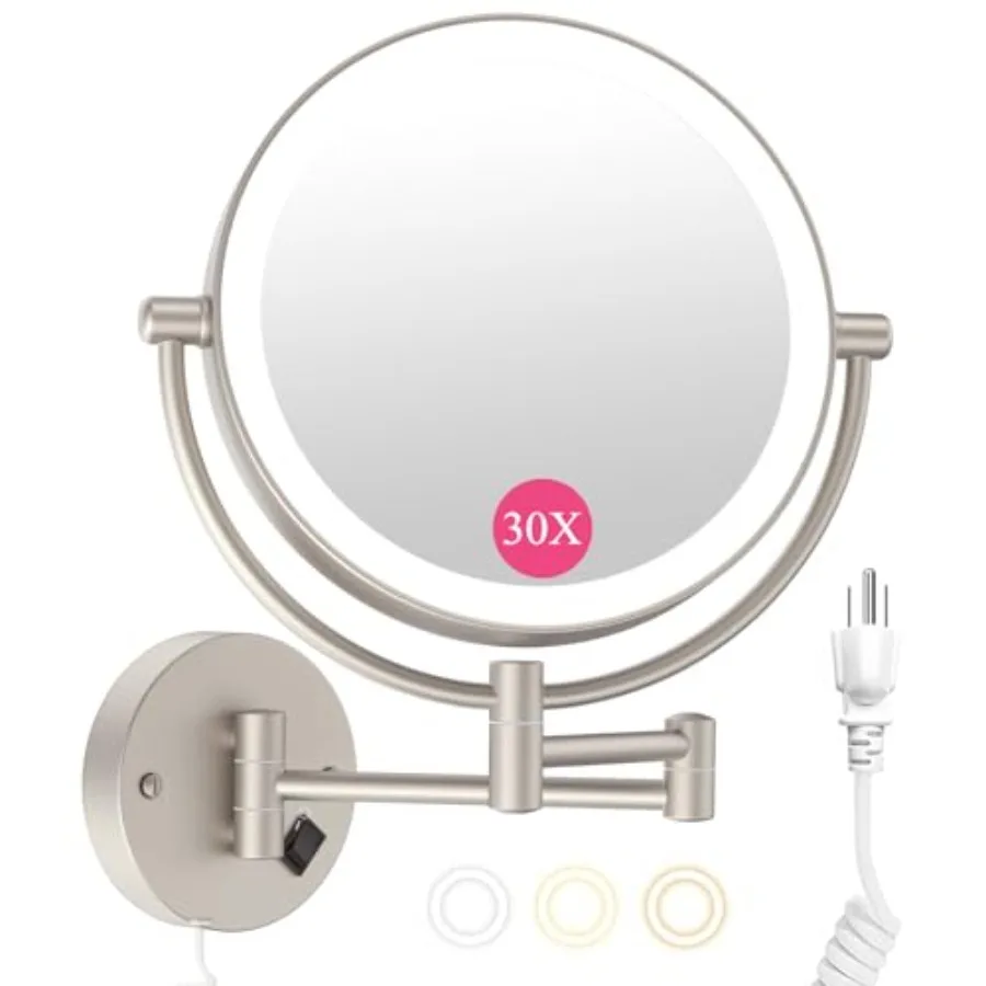 Wall Mounted Makeup Mirror with Lights 30X/1X Double-Sided Magnifying Plug-in Lighted Vanity Mirror with 3 Color Modes Dimmable
Wall Mounted Makeup Mirror with Lights 30X/1X Double-Sided Magnifying Plug-in Lighted Vanity Mirror with 3 Color Modes Dimmable