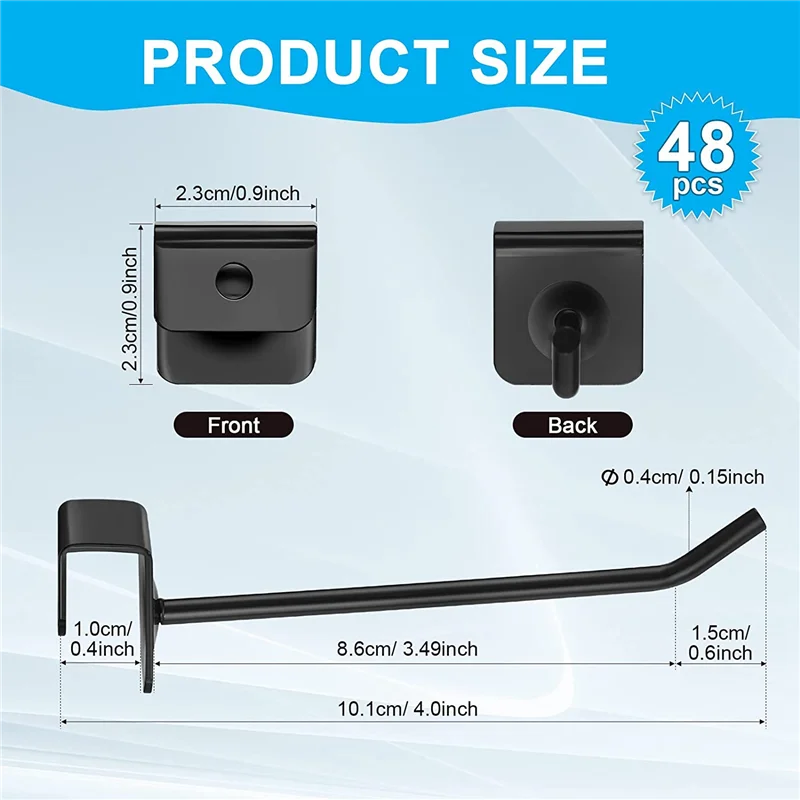 ONCE 48 Pcs Gridwall Hooks 4 Inch Black Metal Panel Hook Hanger Square Tube Hooks Cubicle Coat Hook Peg Hooks
ONCE 48 Pcs Gridwall Hooks 4 Inch Black Metal Panel Hook Hanger Square Tube Hooks Cubicle Coat Hook Peg Hooks