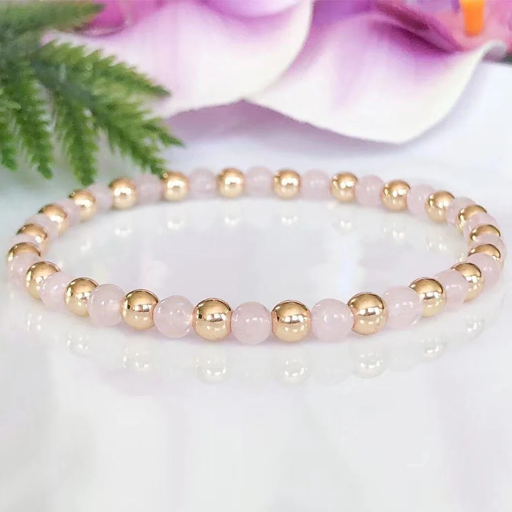 MG1904 4 MM Rose Quartz Golden Beads Bracelet Womens Gemstone Heart Chakra Wrist Mala Yoga Jewelry
MG1904 4 MM Rose Quartz Golden Beads Bracelet Womens Gemstone Heart Chakra Wrist Mala Yoga Jewelry