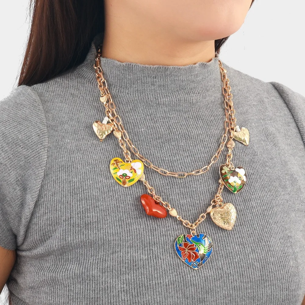 Unique Multi-Layer Enamel Necklace Drip Oil Charm Heart and Butterfly Pendant Personalized Retro Bohemian Collarbone Chain Girls
Unique Multi-Layer Enamel Necklace Drip Oil Charm Heart and Butterfly Pendant Personalized Retro Bohemian Collarbone Chain Girls
