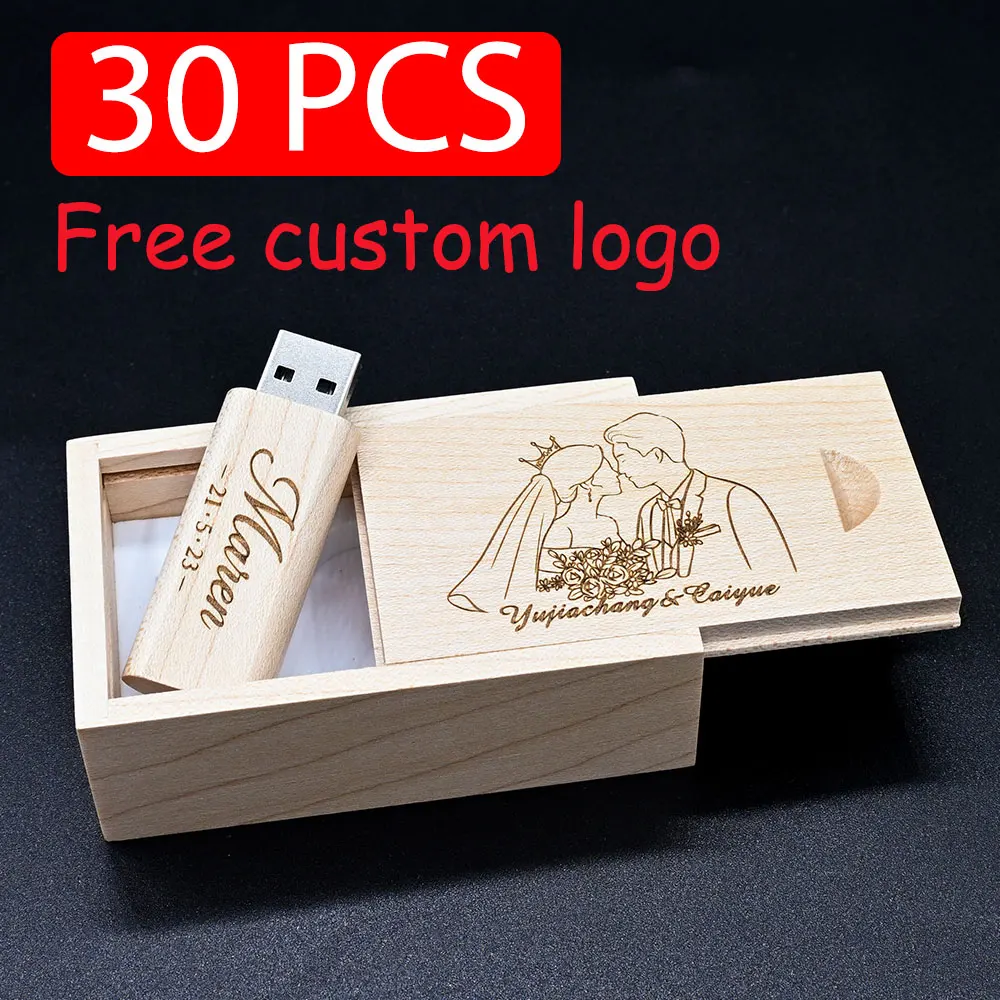 30PCS Wooden USB 2.0 Flash Drive 128GB Free custom logo Pen drive with box 64GB 32GB 16GB Memory Stick wedding Gift U disk
30PCS Wooden USB 2.0 Flash Drive 128GB Free custom logo Pen drive with box 64GB 32GB 16GB Memory Stick wedding Gift U disk