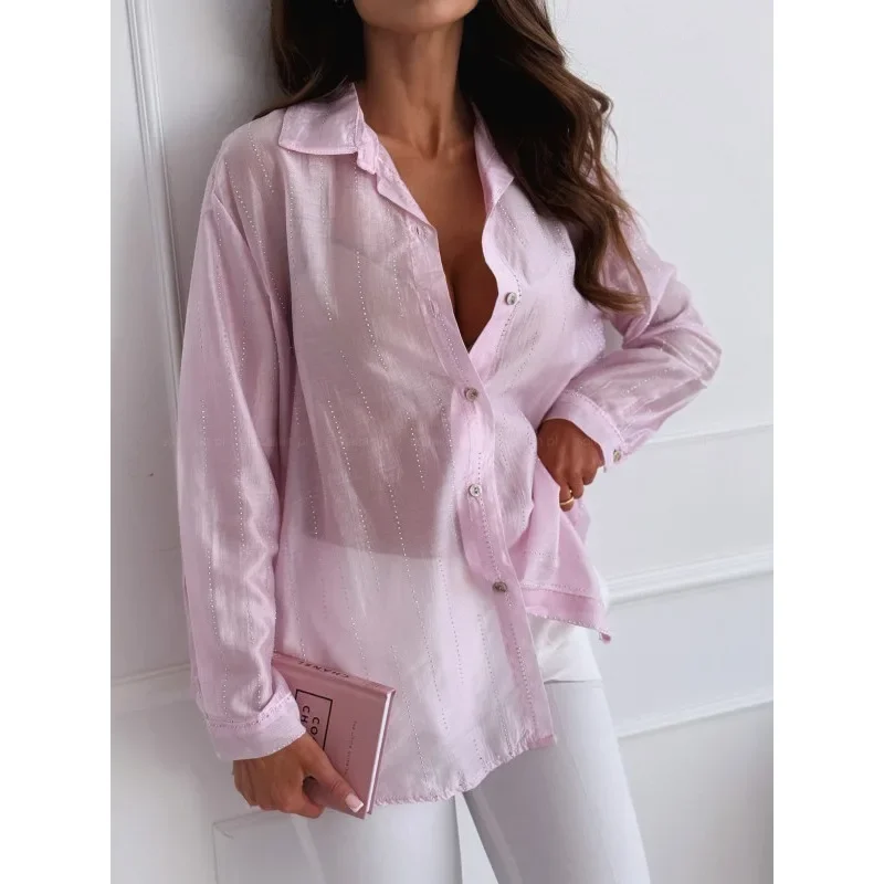 Women's Fashion Solid Color Turndown Collar Blouse Shirt Ladies Casual Simple and Comfortable Long Sleeve Shirt Top
Women's Fashion Solid Color Turndown Collar Blouse Shirt Ladies Casual Simple and Comfortable Long Sleeve Shirt Top