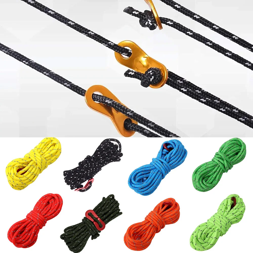 Outdoor Windproof Rope Camping Reflective Guyline 4mm Thick Tent Rope Accessory Cord Lock Tarp Tie Down Durable Tent Cord
Outdoor Windproof Rope Camping Reflective Guyline 4mm Thick Tent Rope Accessory Cord Lock Tarp Tie Down Durable Tent Cord