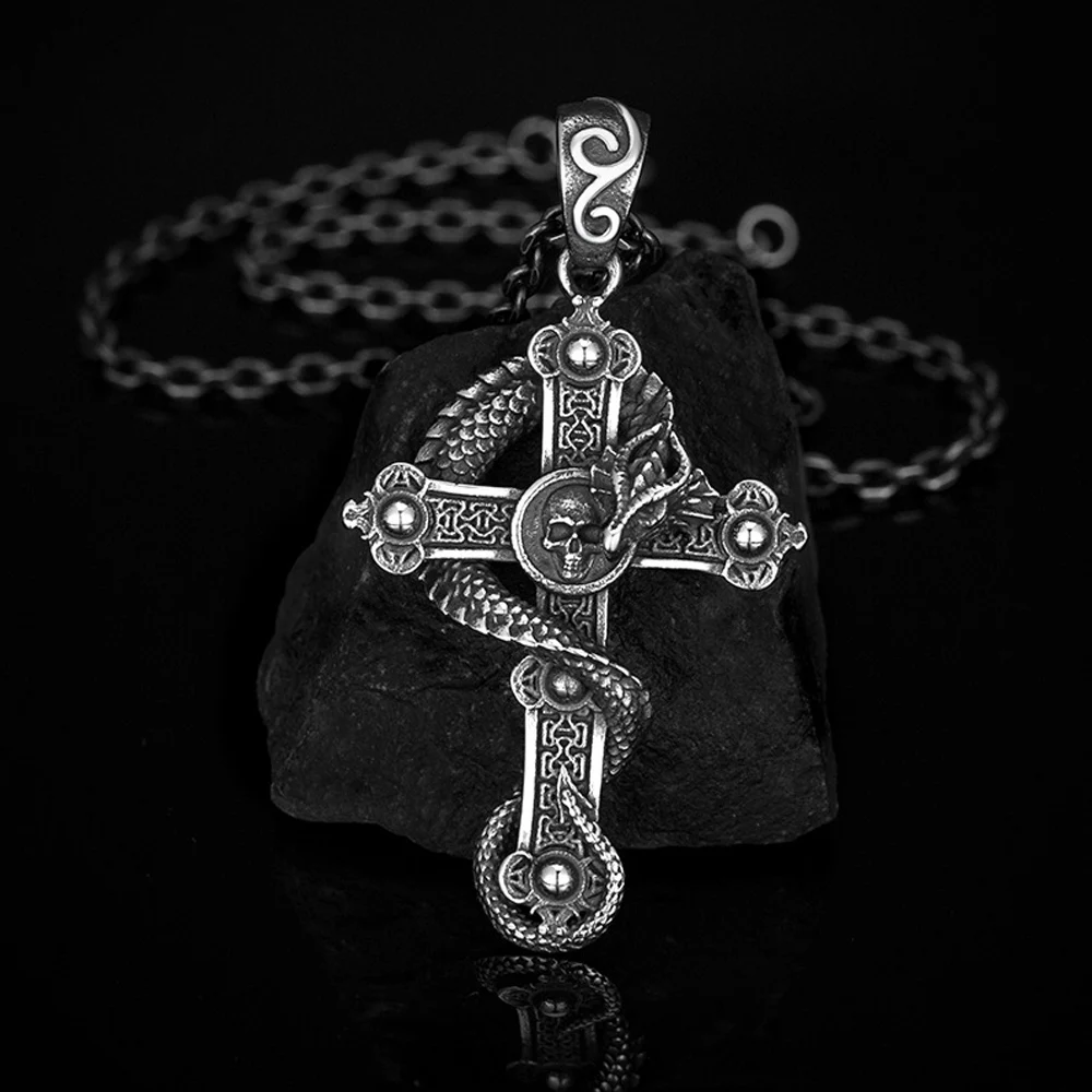 Gothic Skull Cross Necklace Stainless Steel Retro Biker Men Skull Dragon Pendant Necklace Jewelry Goth Accessories Wholesale
Gothic Skull Cross Necklace Stainless Steel Retro Biker Men Skull Dragon Pendant Necklace Jewelry Goth Accessories Wholesale