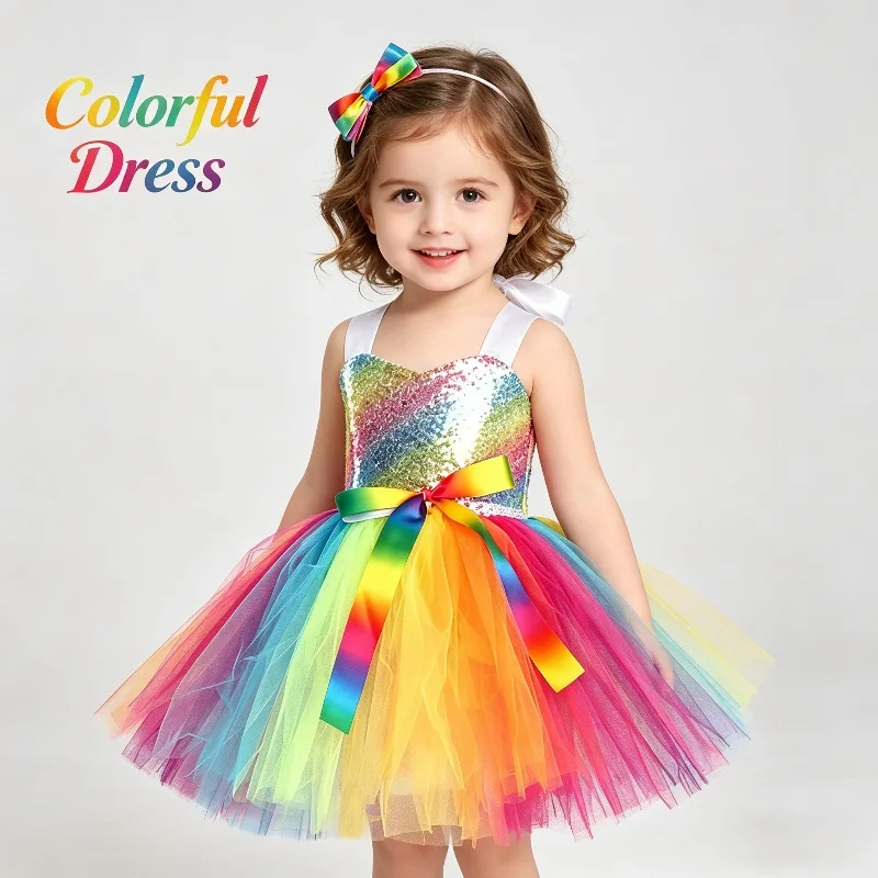 Rainbow Sequin Tutu Dress Princess Pageant Gown Handmade Tulle Birthday Party Fluffy Ball Gown For Festival Holiday Stage Show
Rainbow Sequin Tutu Dress Princess Pageant Gown Handmade Tulle Birthday Party Fluffy Ball Gown For Festival Holiday Stage Show