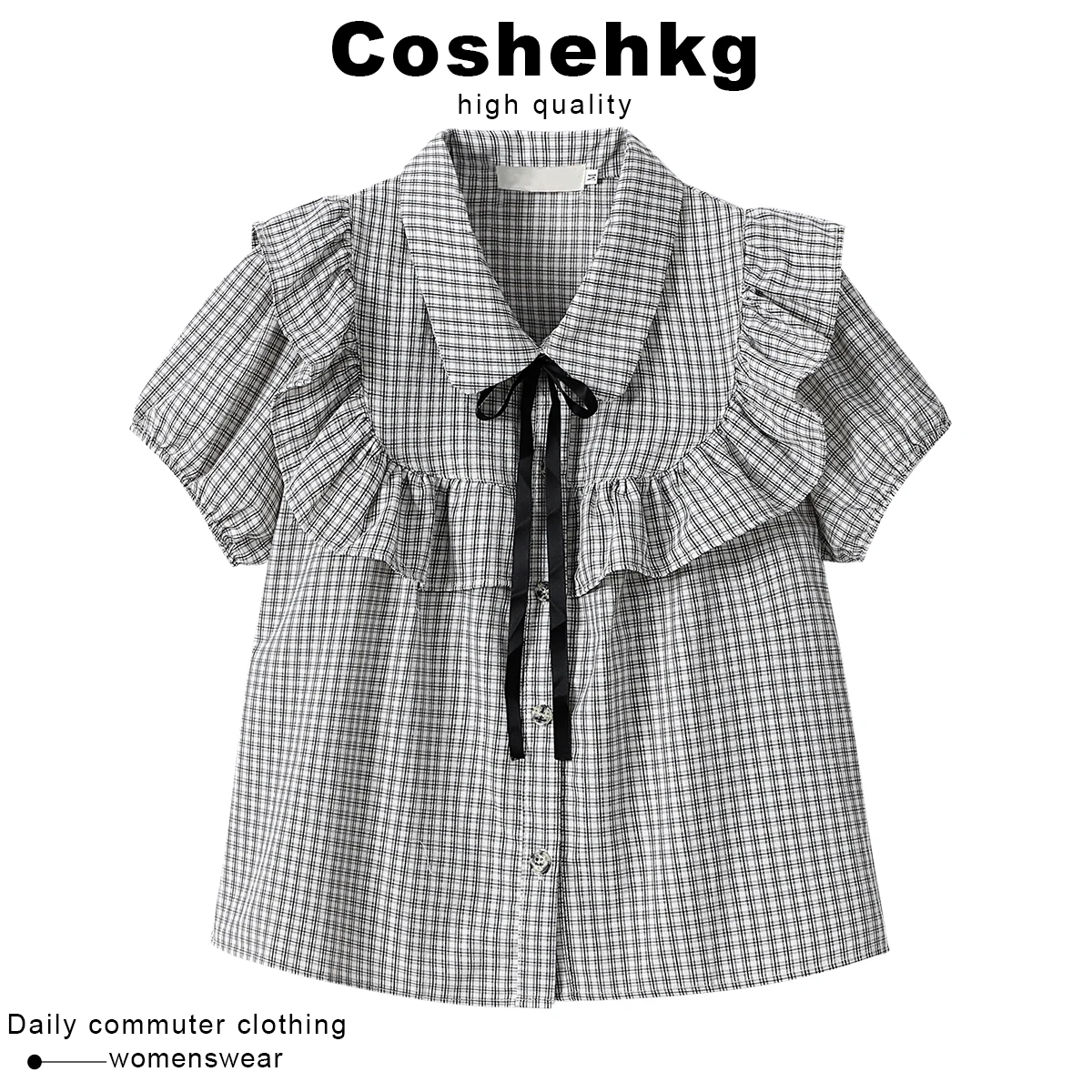Coshehkg Sweet Knot Short Sleeve Bubble Sleeve Shirt Women Summer New Loose Top Cotton Commute Style V-neck
Coshehkg Sweet Knot Short Sleeve Bubble Sleeve Shirt Women Summer New Loose Top Cotton Commute Style V-neck