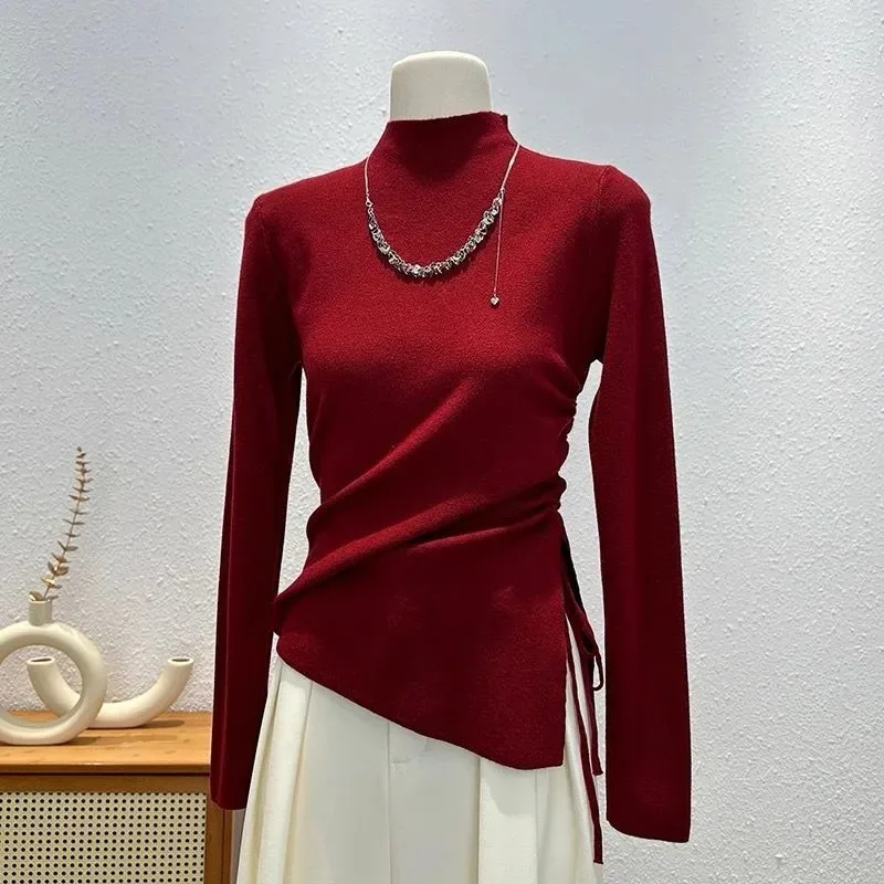 Свитер с длинными рукавами и воротником до половины черепахи, облегающий низ, уникальный топ в корейском стиле нестандартной формы для женщин
Свитер с длинными рукавами и воротником до половины черепахи, облегающий низ, уникальный топ в корейском стиле нестандартной формы для женщин