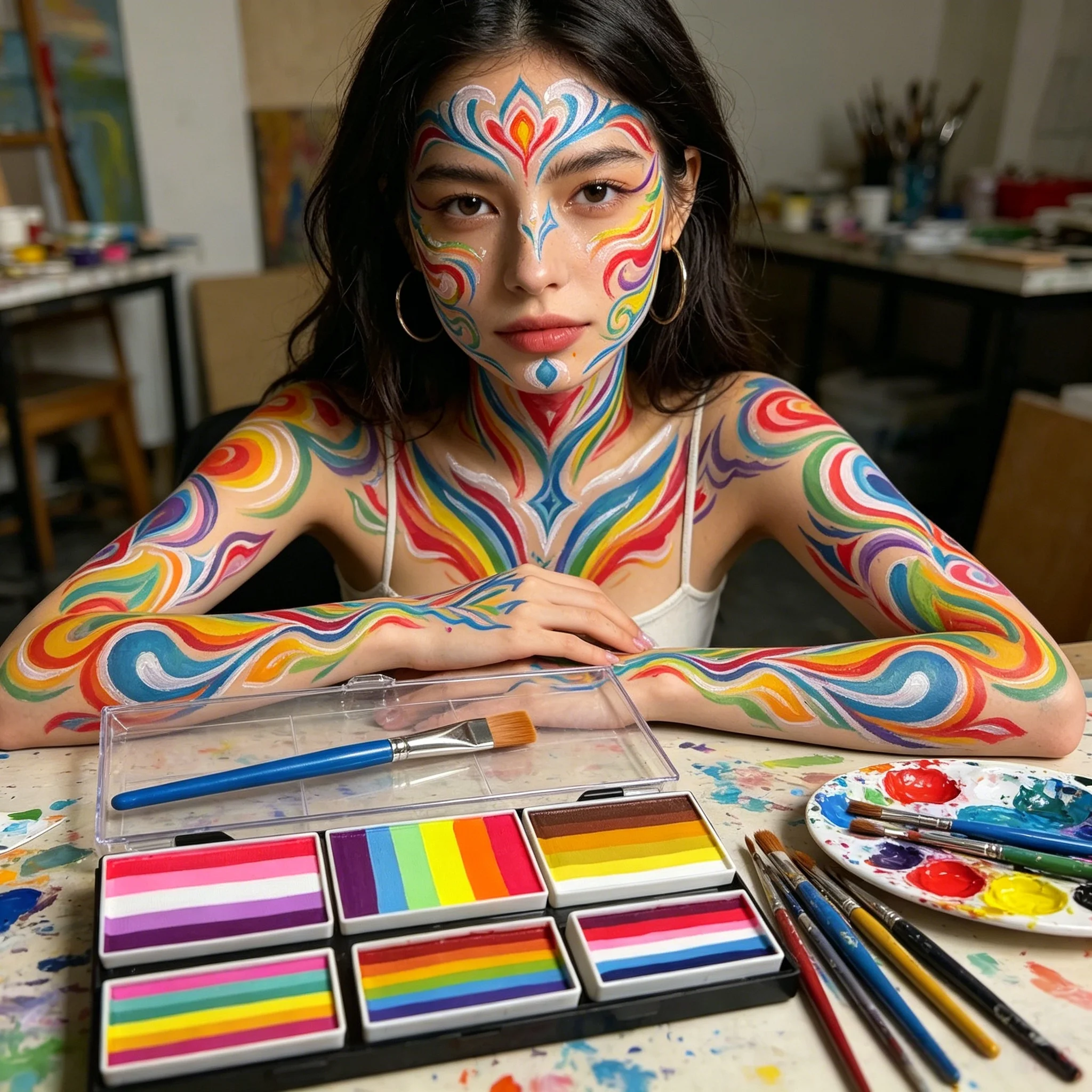6 Colours Water-Soluble Rainbow Palette Children's Face Body Paint, Halloween Stage Makeup Body Paint Pigments Face Makeup
6 Colours Water-Soluble Rainbow Palette Children's Face Body Paint, Halloween Stage Makeup Body Paint Pigments Face Makeup