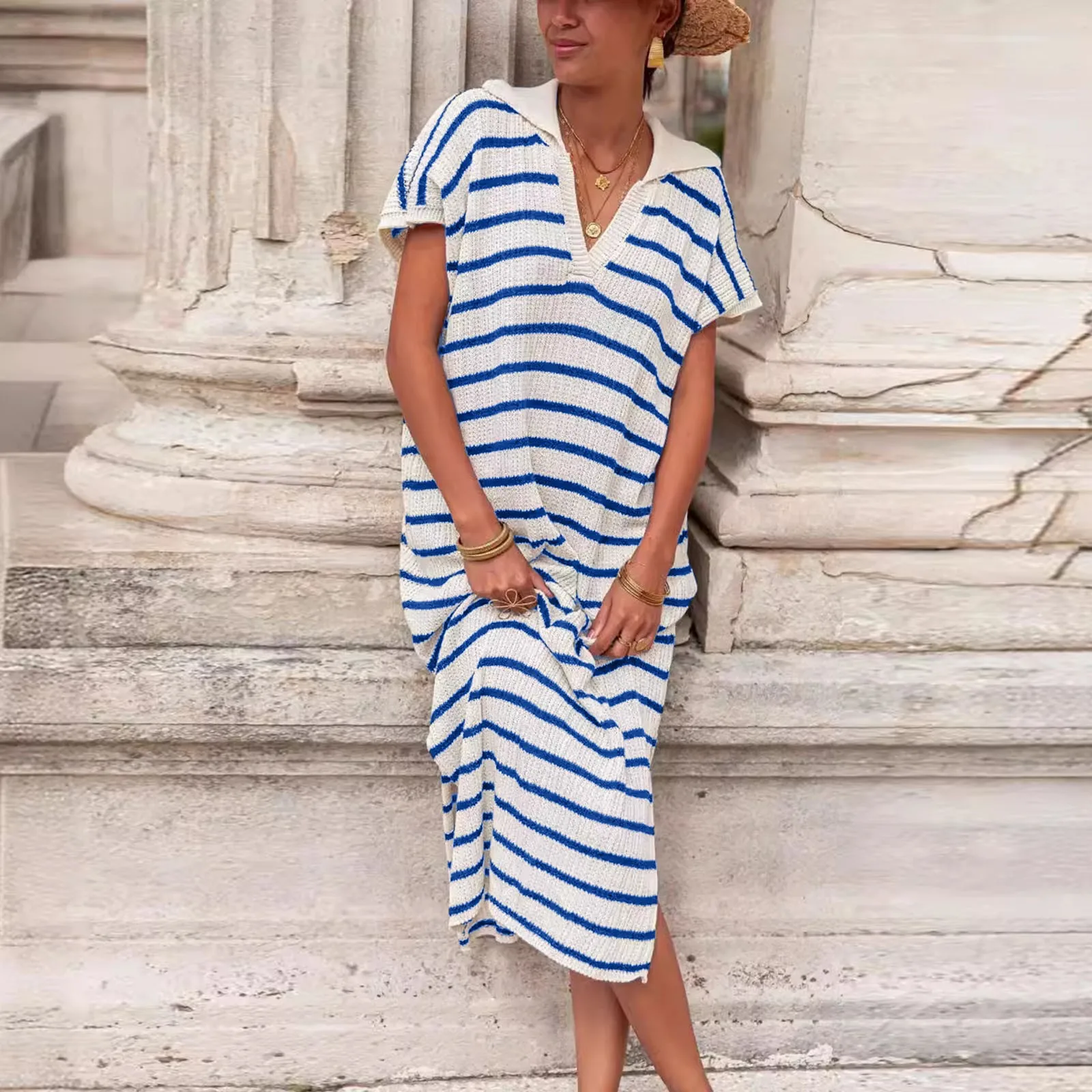 Maxi Wrap Dress Women Fashion Casual Loose Versatile Striped Dress V Neck Low Slit Sweater Dress for Women off Shoulder Casual
Maxi Wrap Dress Women Fashion Casual Loose Versatile Striped Dress V Neck Low Slit Sweater Dress for Women off Shoulder Casual