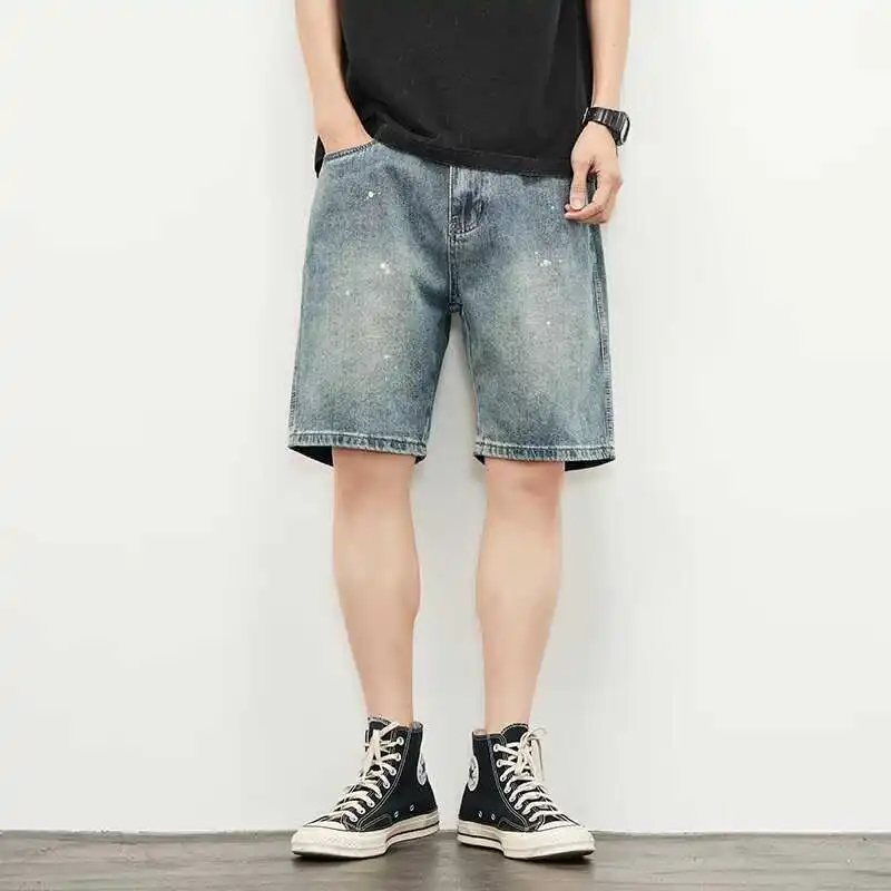American Retro Classic Splaed Ink Design Men's Denim orts Summer Trendy Loose Straight Five-Quarter Pants
American Retro Classic Splaed Ink Design Men's Denim orts Summer Trendy Loose Straight Five-Quarter Pants