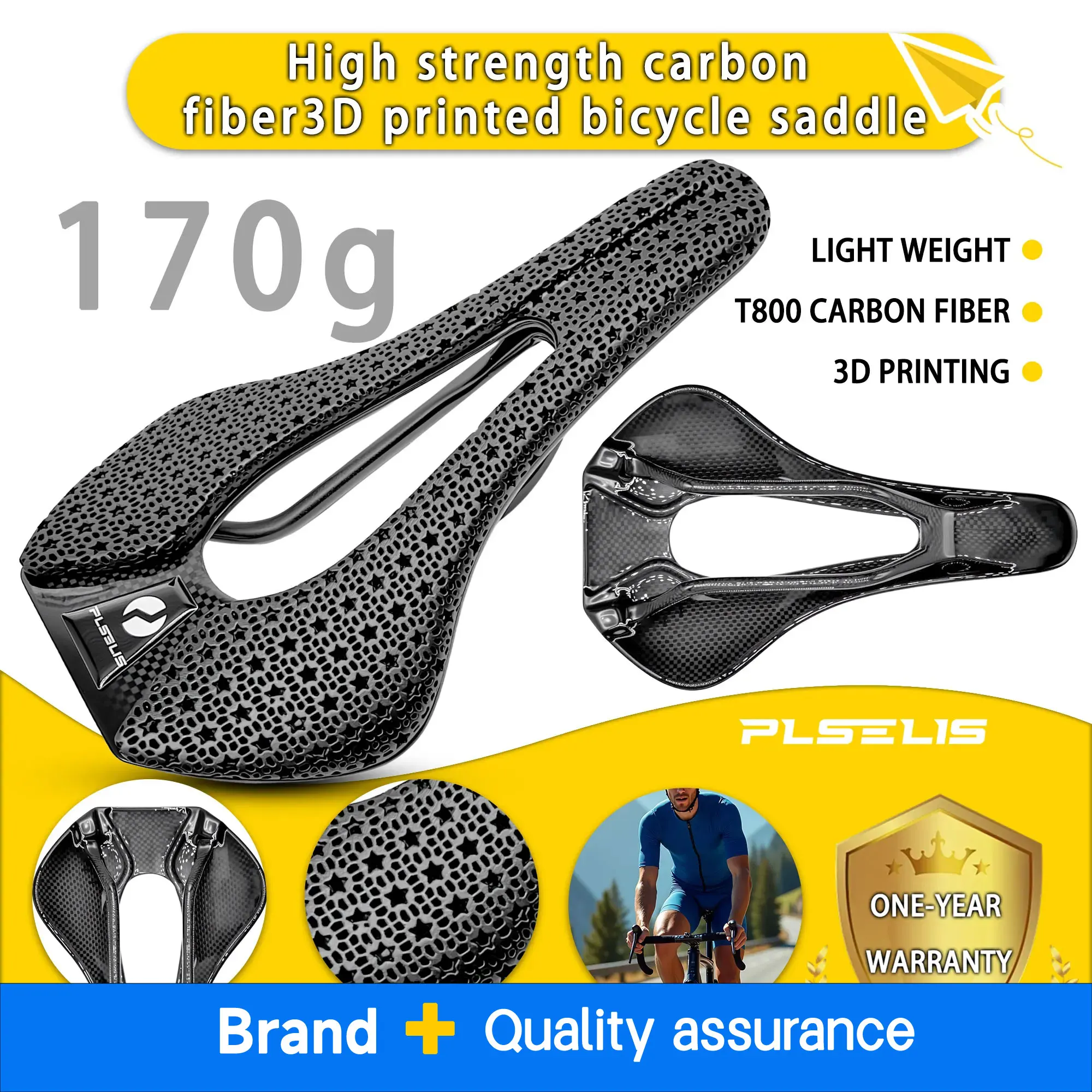 Plselis Lightweight Road Bicycle Saddle High-Strength Carbon Fiber 3D Printed 165g Cycling Cushion Riding Accessories
Plselis Lightweight Road Bicycle Saddle High-Strength Carbon Fiber 3D Printed 165g Cycling Cushion Riding Accessories