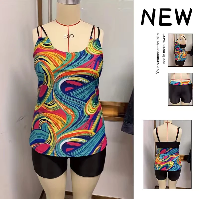 Plus size bikini conservative swimsuit print totem suitable for mature women Colorful Art Style Split Vest Mature Female Tankini
Plus size bikini conservative swimsuit print totem suitable for mature women Colorful Art Style Split Vest Mature Female Tankini