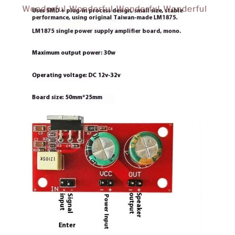 30W Mono Power Amplifier LM1875 High Power Audio Amplification Board DC12/24V DIY Project
30W Mono Power Amplifier LM1875 High Power Audio Amplification Board DC12/24V DIY Project
