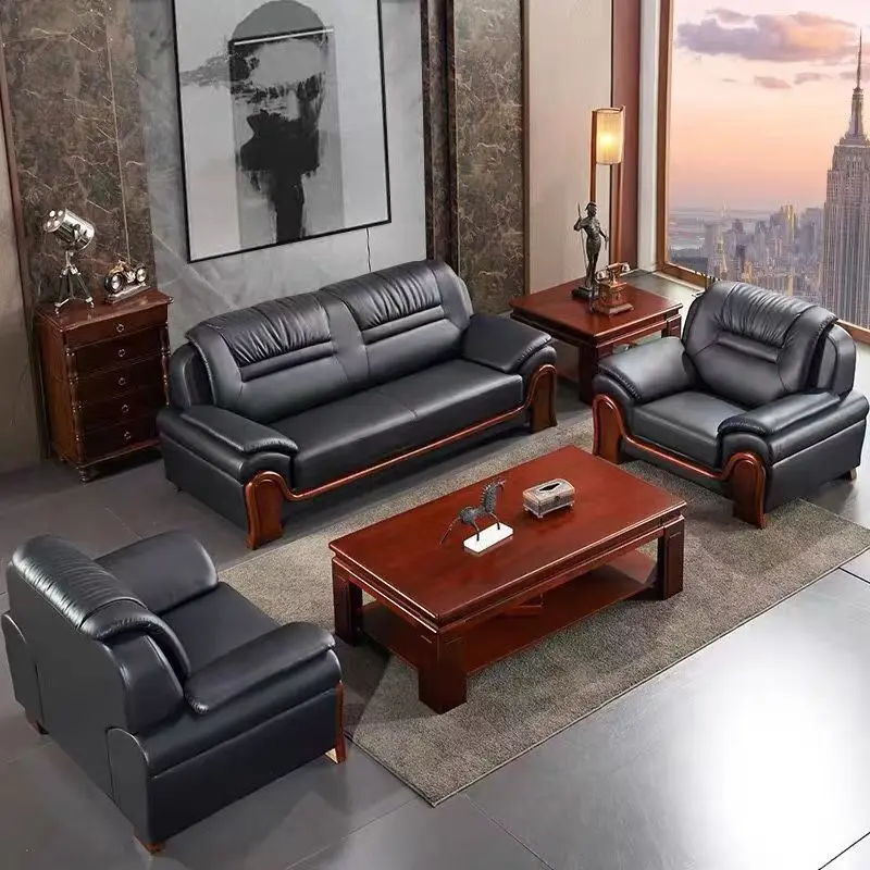 High-End Three-Seat Cowhide Genuine Leather Office Sofa with Coffee Table Chinese Business Reception Furniture for Living Room
High-End Three-Seat Cowhide Genuine Leather Office Sofa with Coffee Table Chinese Business Reception Furniture for Living Room