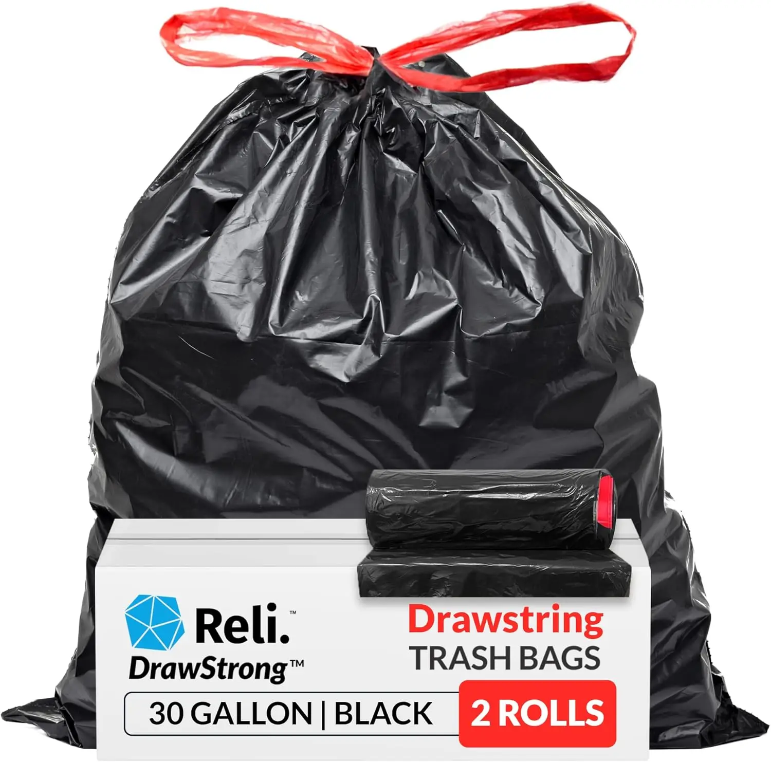 Heavy Duty 30 Gallon Drawstring Trash Bags, 150 Count Black with Red Handles for Easy Tying and Carrying
Heavy Duty 30 Gallon Drawstring Trash Bags, 150 Count Black with Red Handles for Easy Tying and Carrying