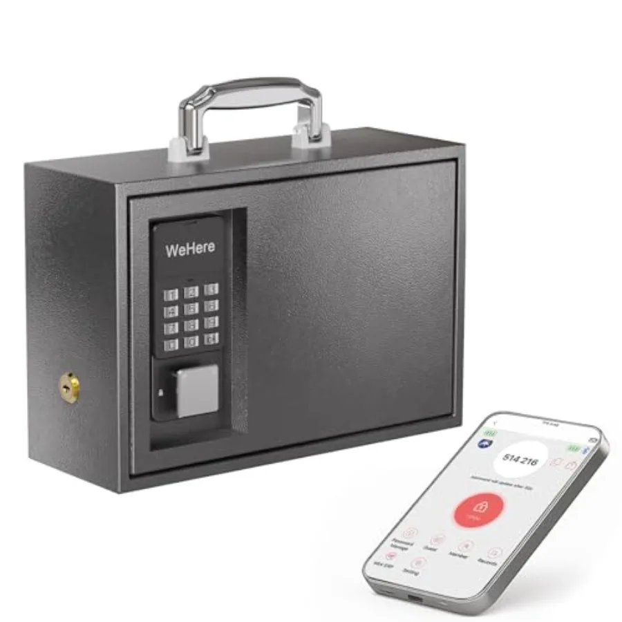 Portable safe box for home storage, steel construction, black, fireproof and waterproof with keypad lock, 0.3 cu ft, 12.6x8.6x4
Portable safe box for home storage, steel construction, black, fireproof and waterproof with keypad lock, 0.3 cu ft, 12.6x8.6x4