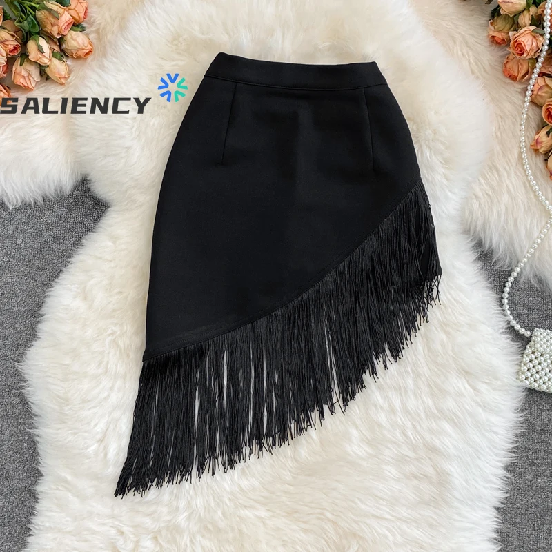 Tassels Irregular Elastic Package Hip Skirt Anti-glare Bustle Skirt Summer Spring High Waist Solid Lady Women's Mini Skirts
Tassels Irregular Elastic Package Hip Skirt Anti-glare Bustle Skirt Summer Spring High Waist Solid Lady Women's Mini Skirts