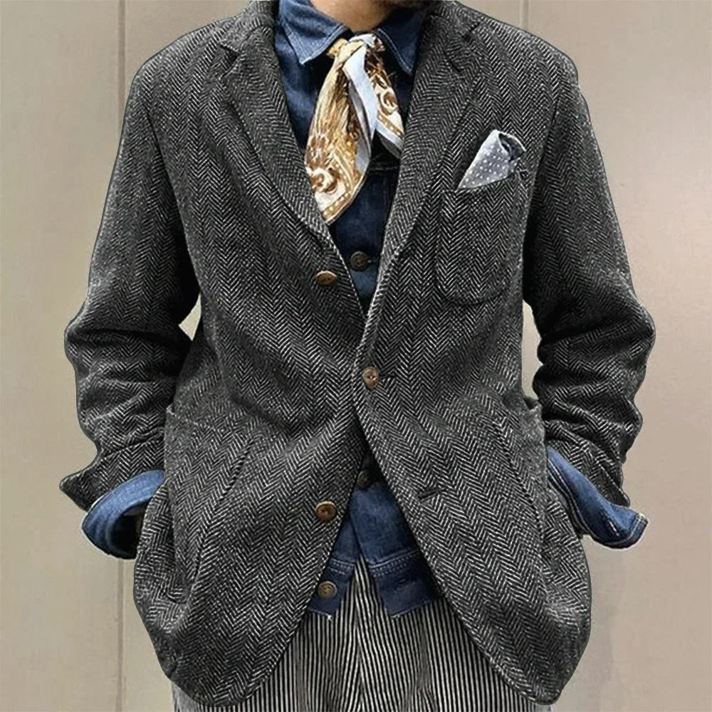 Dark Grey Herringbone Pattern Suit Jacket for Men 2026 New Autumn Retro Commuting Casual Top Men Single Breasted
Dark Grey Herringbone Pattern Suit Jacket for Men 2026 New Autumn Retro Commuting Casual Top Men Single Breasted