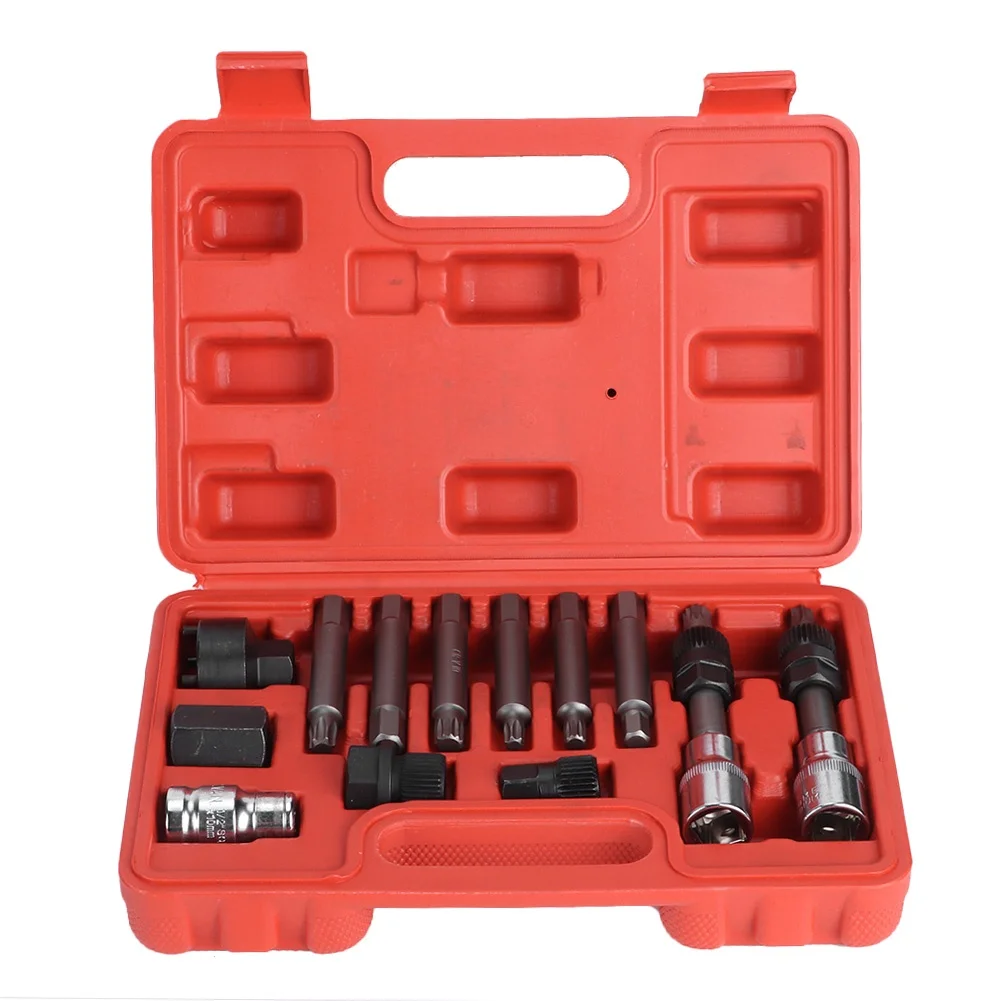 13Pcs/Set Alternator Freewheel Pulley Removal Socket Bit Garage Service Tool Kits Fit for Ford
13Pcs/Set Alternator Freewheel Pulley Removal Socket Bit Garage Service Tool Kits Fit for Ford