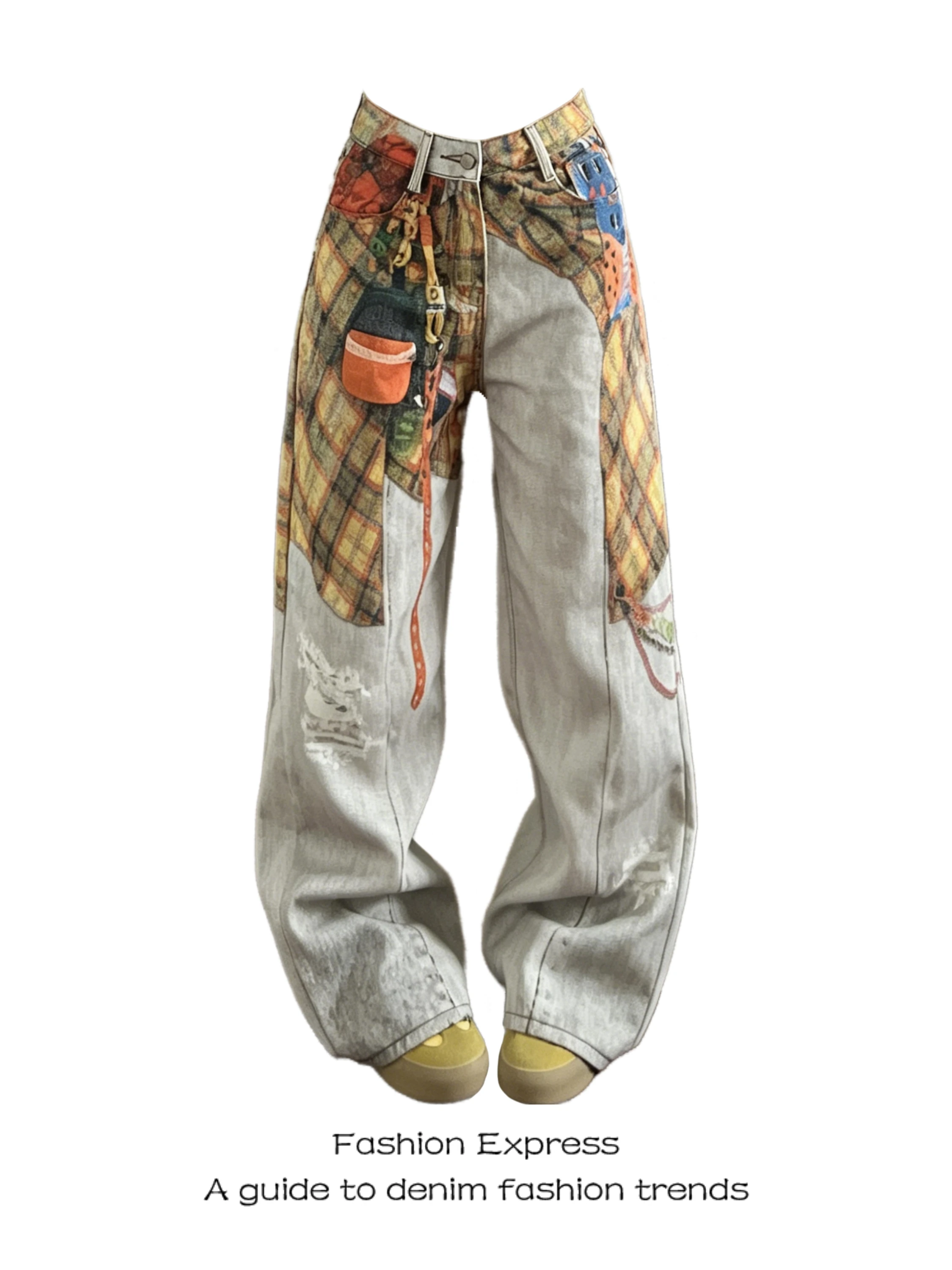 Trendy High Waist Loose Wide Leg Denim Jeans Women's New Style American Retro Print Fashionable Curtain Pants
Trendy High Waist Loose Wide Leg Denim Jeans Women's New Style American Retro Print Fashionable Curtain Pants