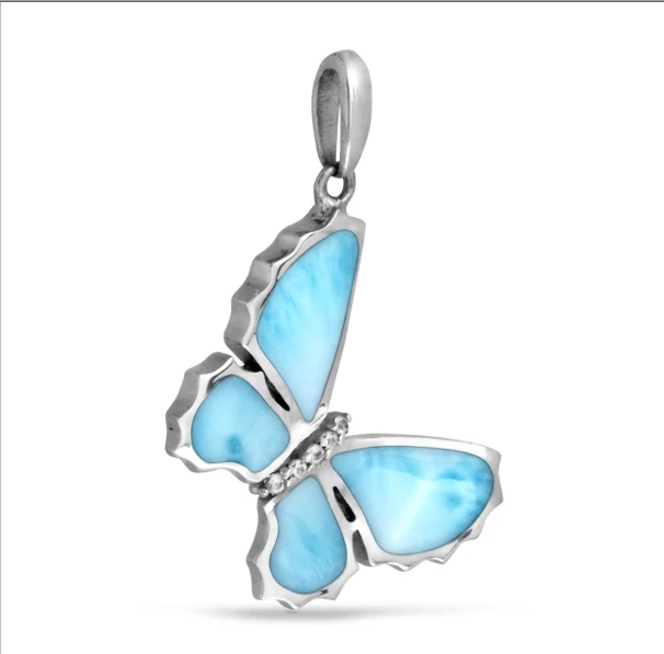 Hawaiian Animal Style Jewelry Natural Blue Larimar And CZ Butterfly Pendant Necklace 925 Sterling Silver Jewelry For Women
Hawaiian Animal Style Jewelry Natural Blue Larimar And CZ Butterfly Pendant Necklace 925 Sterling Silver Jewelry For Women