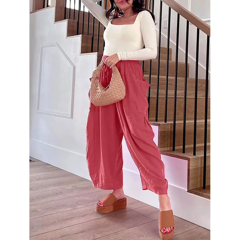 2023 European And American Women's Elastic Waist Pleated High Waist Wide Leg Pants Loose Casual Cotton And Linen Pants
2023 European And American Women's Elastic Waist Pleated High Waist Wide Leg Pants Loose Casual Cotton And Linen Pants