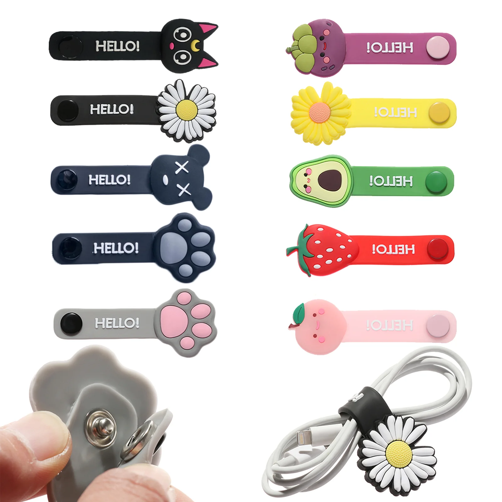 10 Pcs Cute Cable Winder Multifunction Cable Organizer Cable Protector Bookmark Headset Data Line Storage Cord Protector -
10 Pcs Cute Cable Winder Multifunction Cable Organizer Cable Protector Bookmark Headset Data Line Storage Cord Protector -