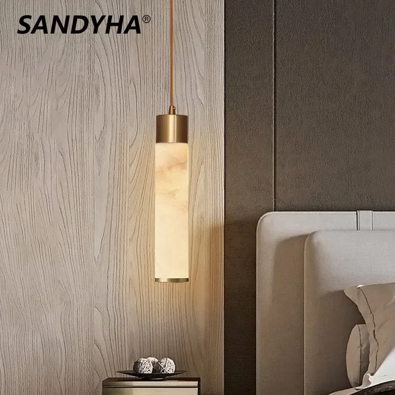 SANDYHA Nordic All Copper Pendant Lights Marble Lampshade Design Living Room Bedroom Decoration Study Indoor Lightng Fixtures
SANDYHA Nordic All Copper Pendant Lights Marble Lampshade Design Living Room Bedroom Decoration Study Indoor Lightng Fixtures