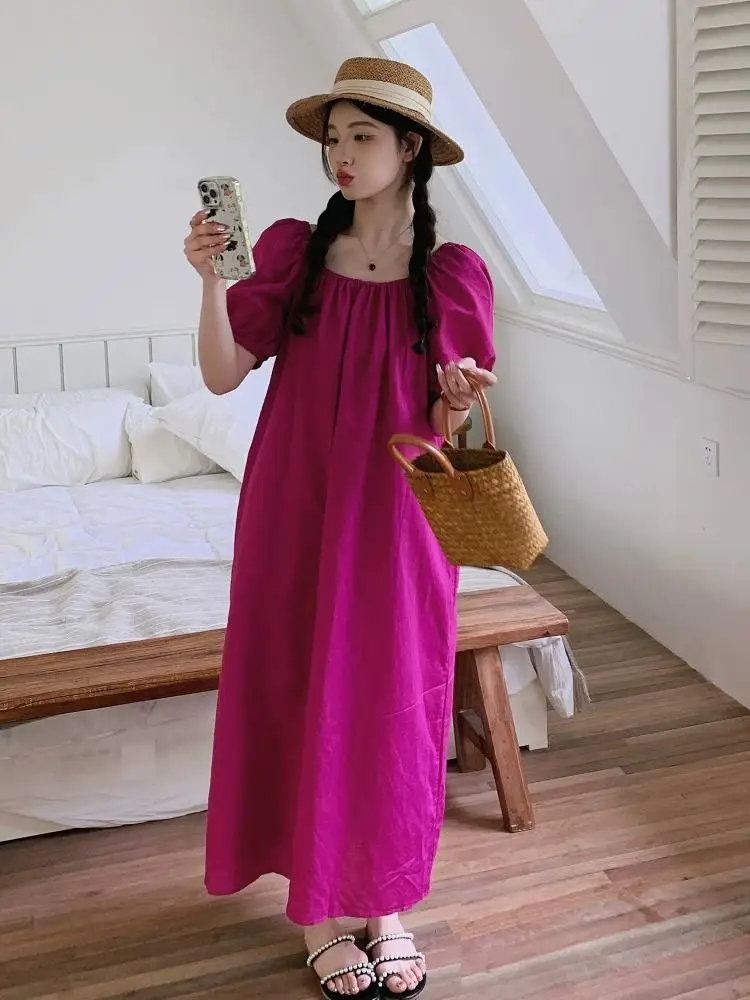 2024 Women's Summer Fashion French Long Solid Color Dress Female Loose O-neck Dresses Ladies Short Sleeve Casual Vestidos X49
2024 Women's Summer Fashion French Long Solid Color Dress Female Loose O-neck Dresses Ladies Short Sleeve Casual Vestidos X49