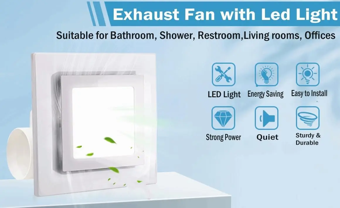 Bathroom Exhaust Fan with LED Light Ceiling Mount Ventilation Fan 90 CFM 1.0 Sones 4 Inch Duct Quiet Bathroom Vent Fan
Bathroom Exhaust Fan with LED Light Ceiling Mount Ventilation Fan 90 CFM 1.0 Sones 4 Inch Duct Quiet Bathroom Vent Fan