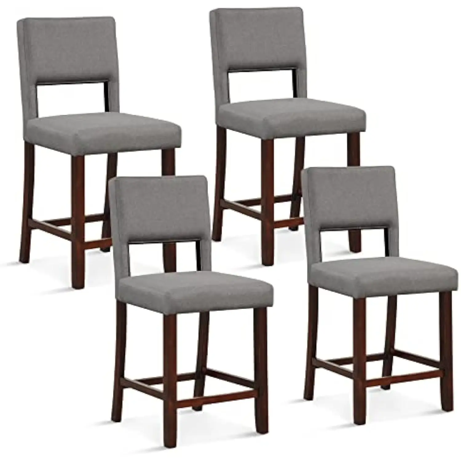 Bar Stools Set of 4, Linen 24.5 Inch Counter Height Chairs with Hollowed Backs, Rubber Wood Legs, Upholstered Barstools for Ki
Bar Stools Set of 4, Linen 24.5 Inch Counter Height Chairs with Hollowed Backs, Rubber Wood Legs, Upholstered Barstools for Ki